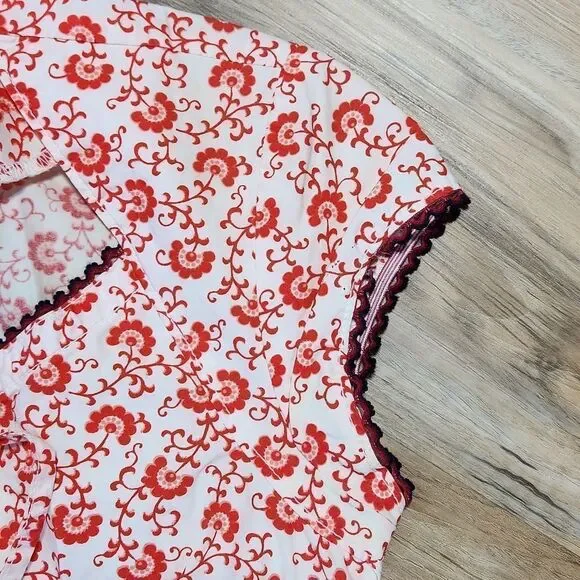 🔹️Tommy Girl Cream & Red Floral Print Cap Sleeve Dress XSmall - Picture 7 of 14